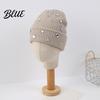 Stylish Cold Weather Headgear Bling Rhinestone Knitted Hat Street Punk Knit Winter Personalized Trendy Hat Warm Skull Cap for Women Autumn