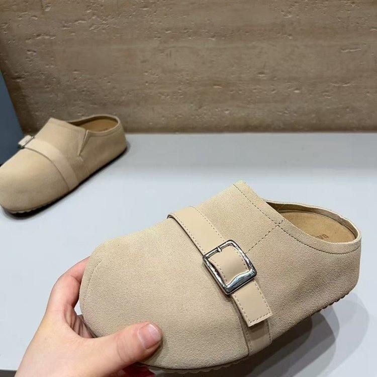 Retro lazy slippers women's outer wear 2025 bag head half slippers soft bottom foreign trade large size one pedal Boken slippers