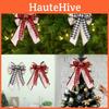 Christmas Tree Topper Bow With Red Black Plaid Edges And Ribbon For Festive Decor