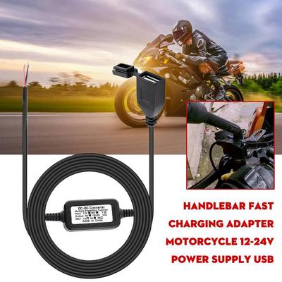 Handlebar Fast Charging Adapter Motorcycle 12-24V Power Supply USB Socket Waterproof Cover Qc3.0 Fast Charge