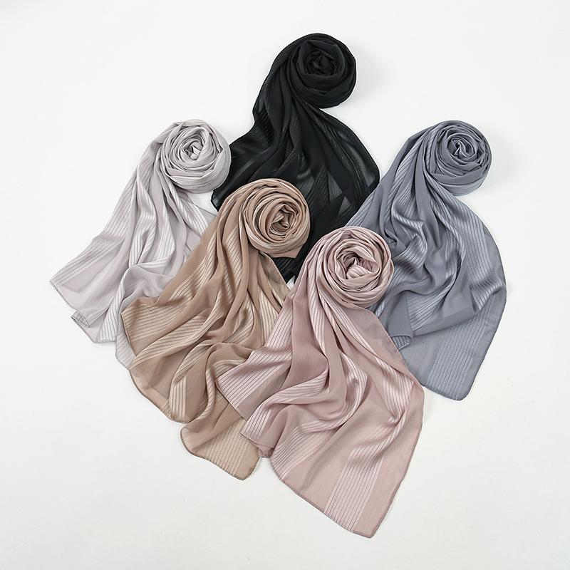 Muslim Chiffon Hijab Scarf Women Long Solid Color Head Wrap for Women Hijabs Ladies Muslim Veil Jersey Hijabs Islamic Headscarf