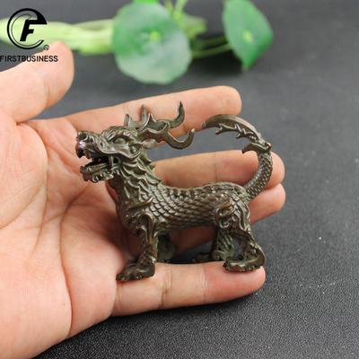 Copper Chinese Ancient Beast Gluttonous Kirin Figurine Home Decoration Crafts Vintage Son Of Dragon Small Statue Desk Ornament