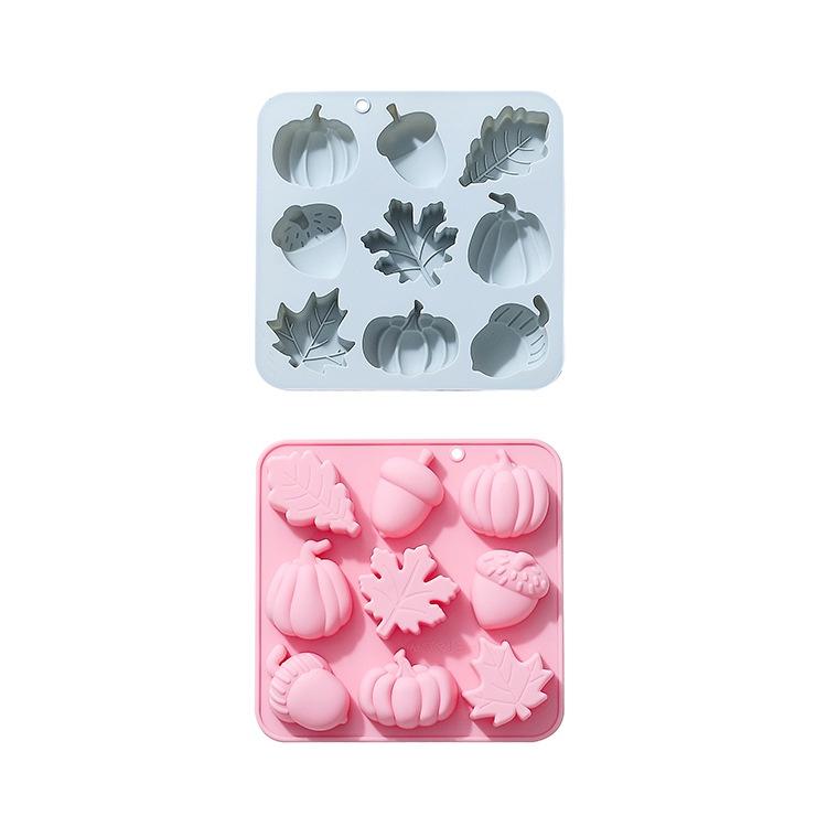 9-layer Silicone Mold For Chocolate Cake And Handmade Soap Autumn Harvest Theme With Oak Leaf Design