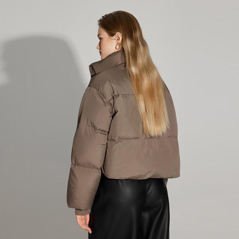 TaTu Petite Stand-up Collar Rhinestone Short Down Jacket