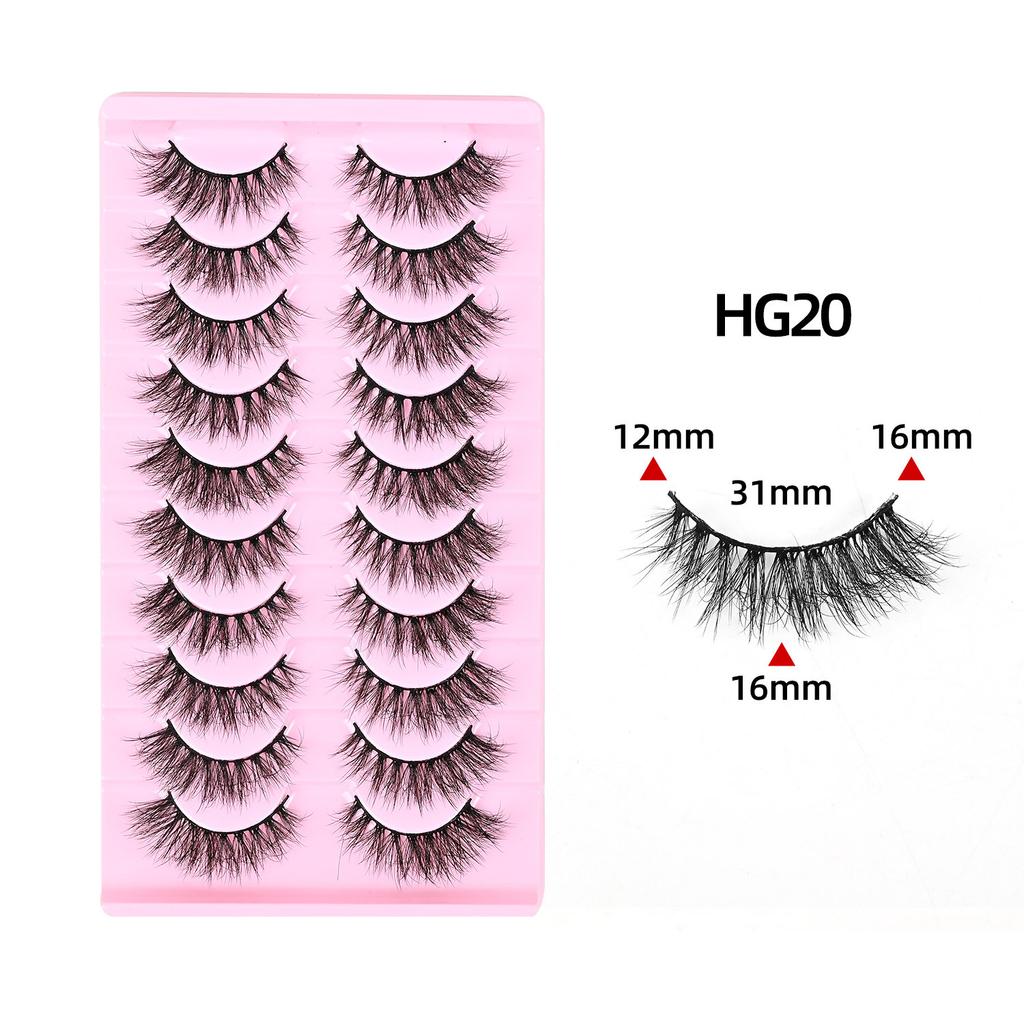 10 Paar Dicke Falsche Wimpern Dreidimensional Geschwungen Flauschig Hörnchenförmige Katzenaugen-Wimpern 2026