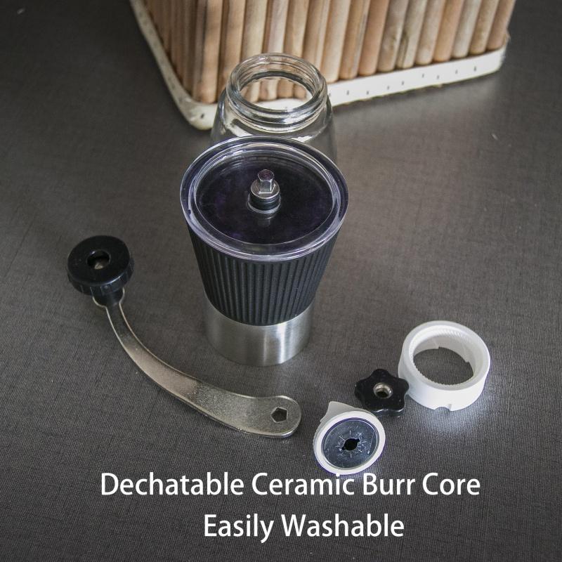 1pc 2025New hand cranked glass coffee grinder, hand cranked coffee grinder, washable ceramic core