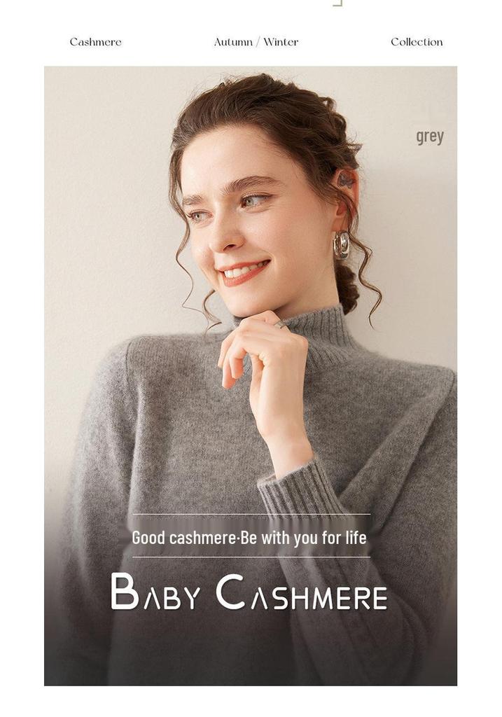 Women's Cashmere Knit Long Sleeve Base Layer - Soft, Warm, and Skin-Friendly for Autumn/Winter