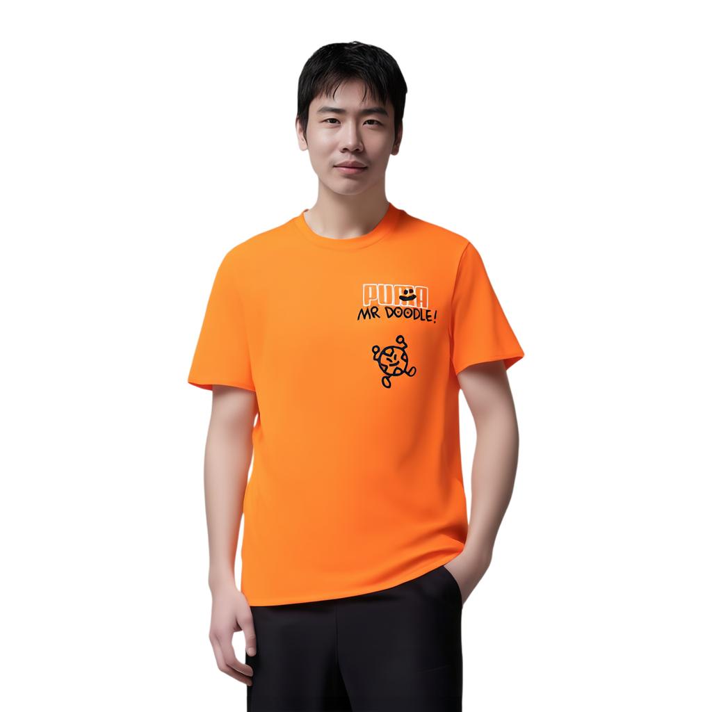 Puma x Mr Doodle Relaxed Tee With Print Men Tops Flame-Orange 59864997