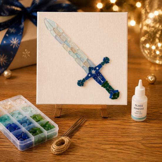 Stress Relief Creative Hobby DIY Mosaic Art Kit, Fantasy Circular Door Tile Craft Sea Glass Project Kit for Adults Beginners, Handmade Gift