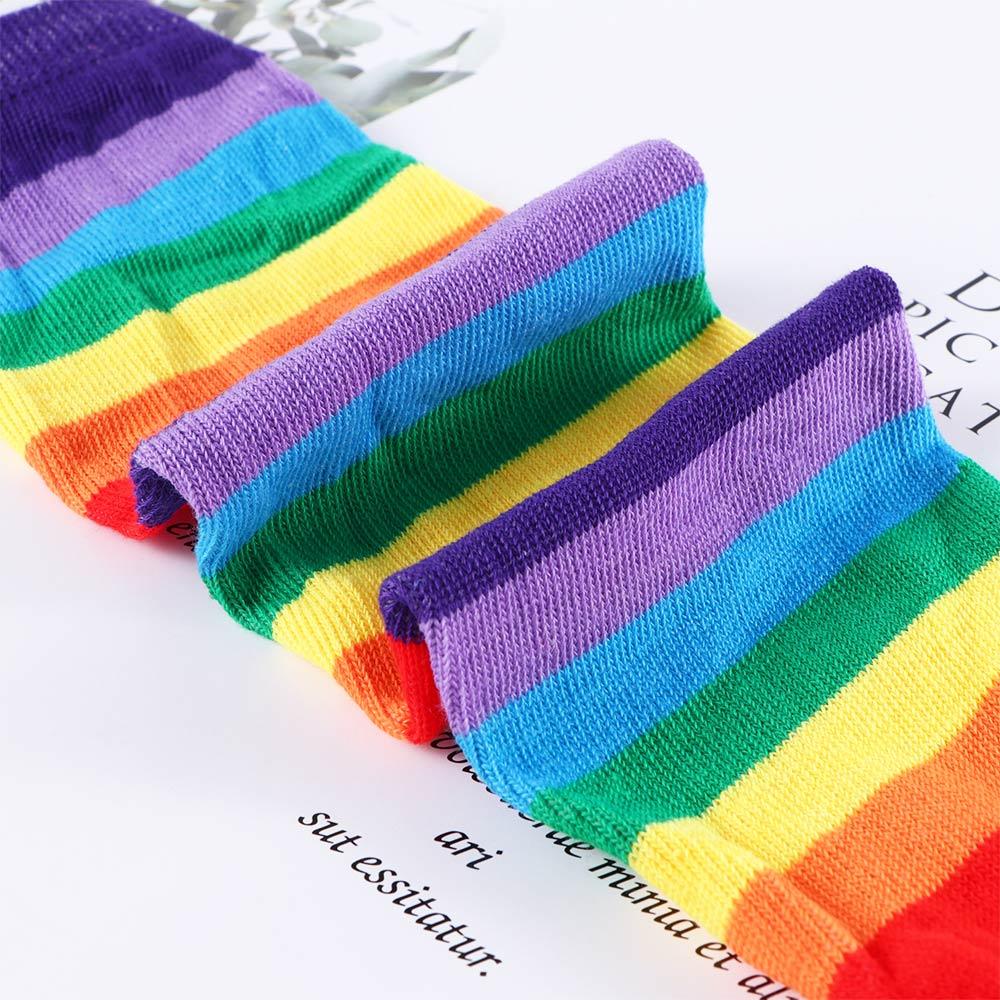 Thin Summer Girls Rainbow Sleeve Cuff Striped Arm Warmers Female Arm Warmers Knitting Gloves
