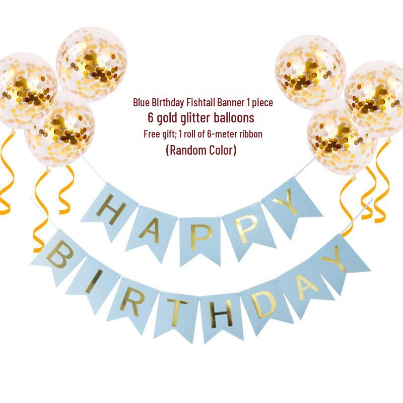 Internet Celebrity Birthday Mermaid Tail Flag Decoration for Baby’s First Birthday Party - Banner, Garland, String Lights & Balloons