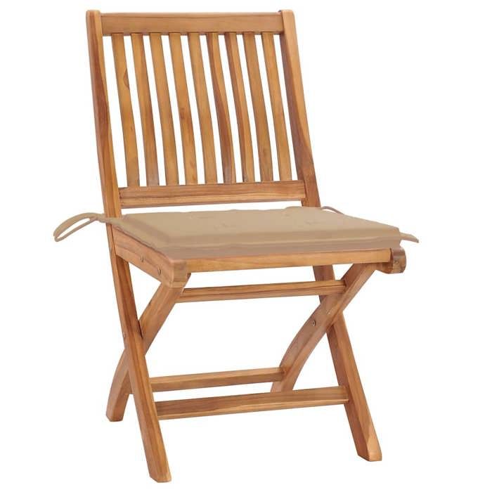 Exclusive House - Folding Garden Chairs with Cushions Set of 8 Solid Teak