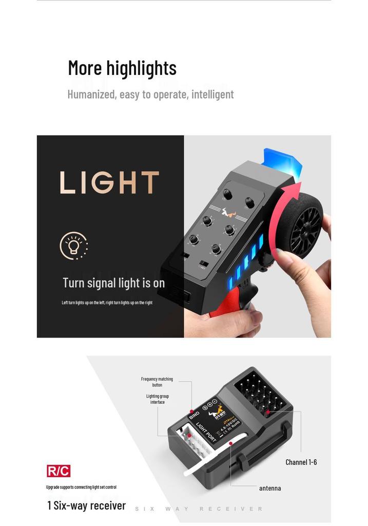MN-89K 2.4G Six-Channel Pistol Grip Remote Controller for Car, Boat, and Tank Models