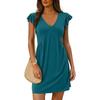 V-neck Flying Sleeve Solid Color Dress V-neck Ruffled Sleeve Pure Color Dress