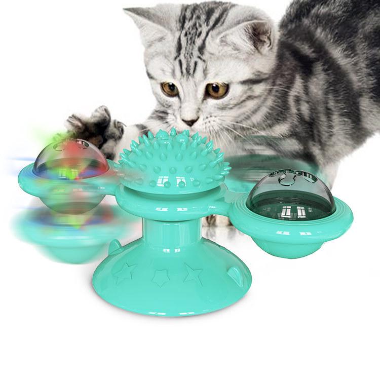 Hot-Selling Windmill Spinning Cat Toy with Scratcher and Fur Remover Brush