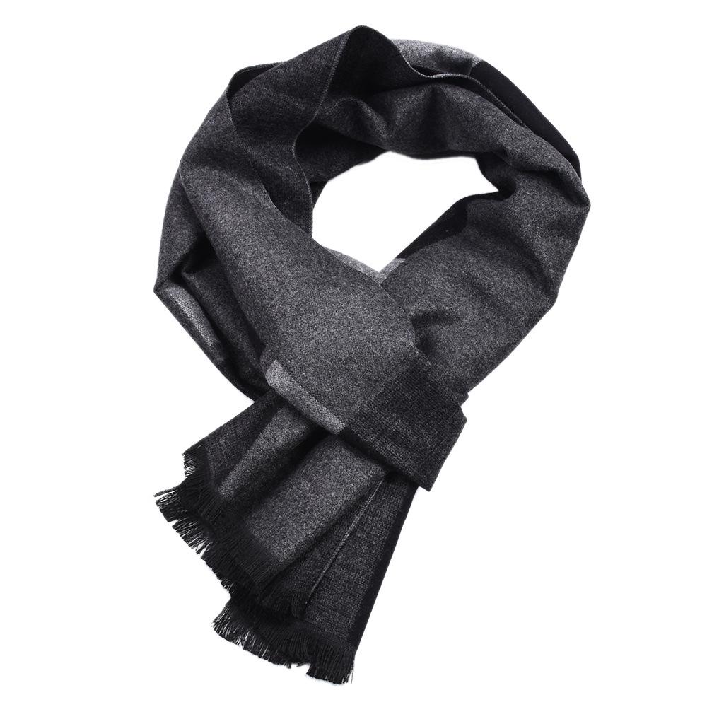 Double Sided Long Warm Men'S Winter Shawl Scarf Short Tassel Soft Warm Business Scarves For Men