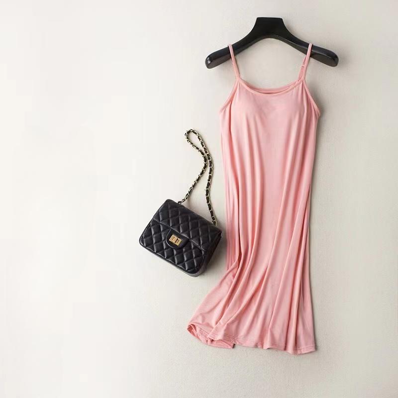 Modal Sleepwear With Chest Pad Women Nightgown Plus Size Sleeping Dress Pijamas Ladies Home Wear Sleeveless Summer