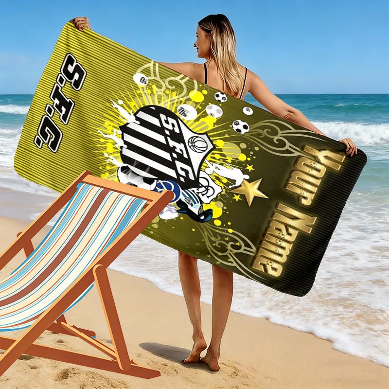 Name Custom Santos FC Print Beach Towel, Large Soft Quick Dry Towel for Beach Camping Swimming