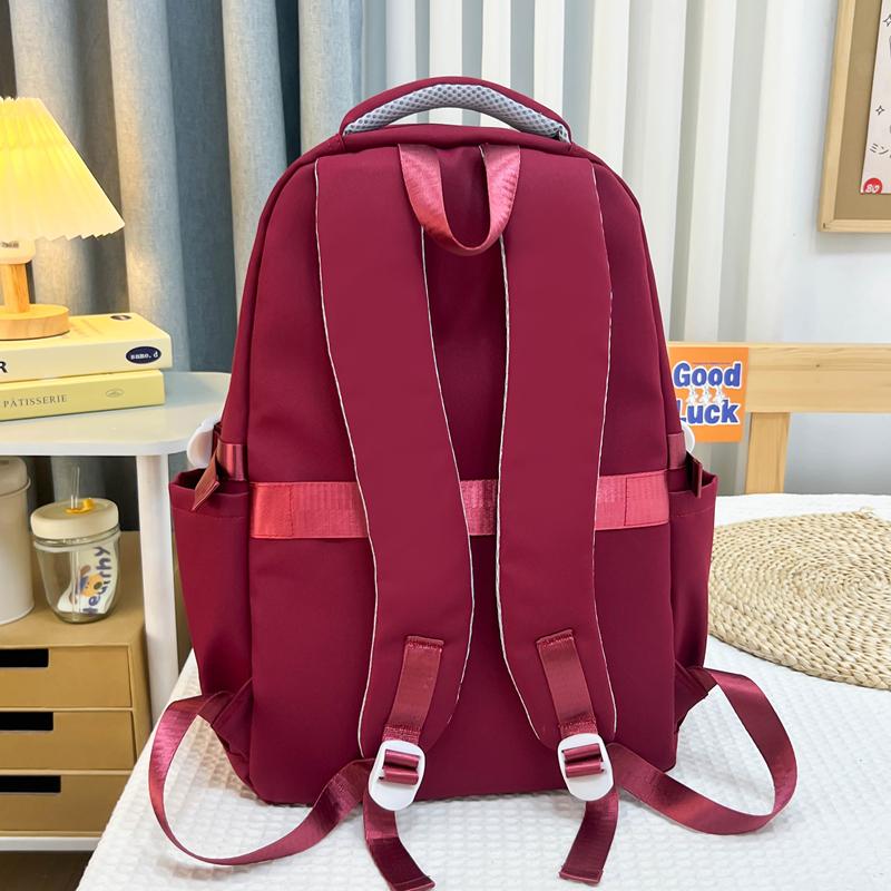 Junior High School Student Schoolbag Letter Print Large Capacity Backpack Men Women Color Contrast Backpack