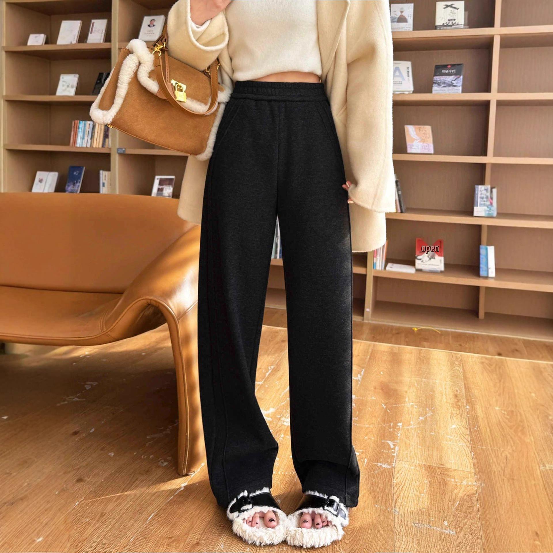 Women s Off-White Wool Wide-Leg High-Waisted Pants - Autumn/Winter 2025 Velvet-Lined Twill Saber Cut. M