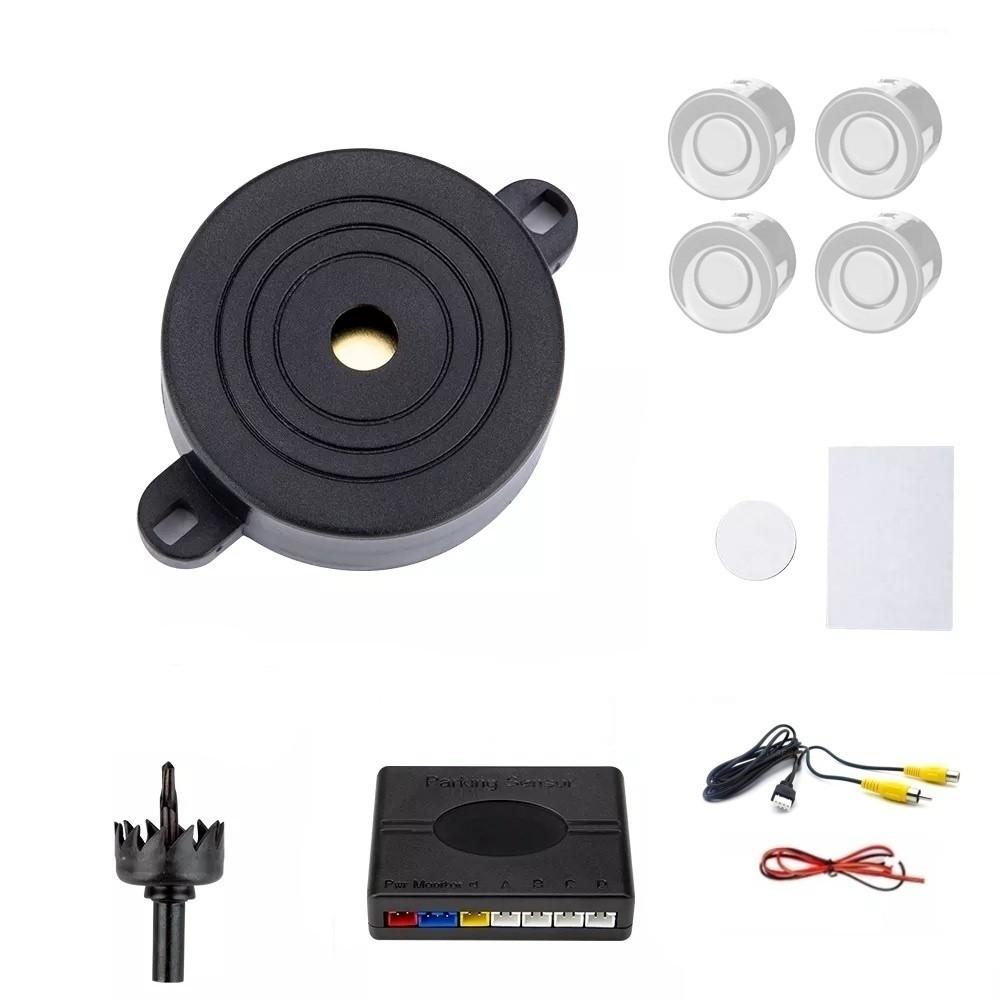 4 Parking Sensors, Buzzer, 12V Control Unit - White Off-Road Set