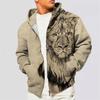 Fashionable Men's Hoodie Autumn/Winter Beast Series 3D Digital Printed Casual Men's Long Sleeve Zipper Hoodie
