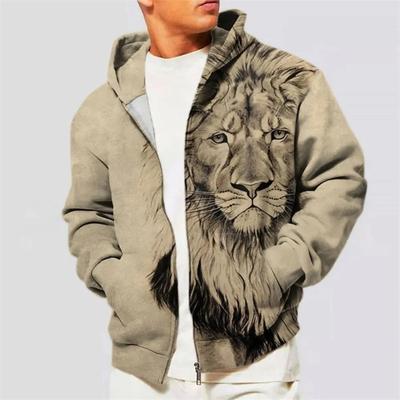 Módní pánská mikina Podzim/Zima Řada Beast 3D digitální potisk Ležérní pánská mikina na zip s dlouhým rukávem