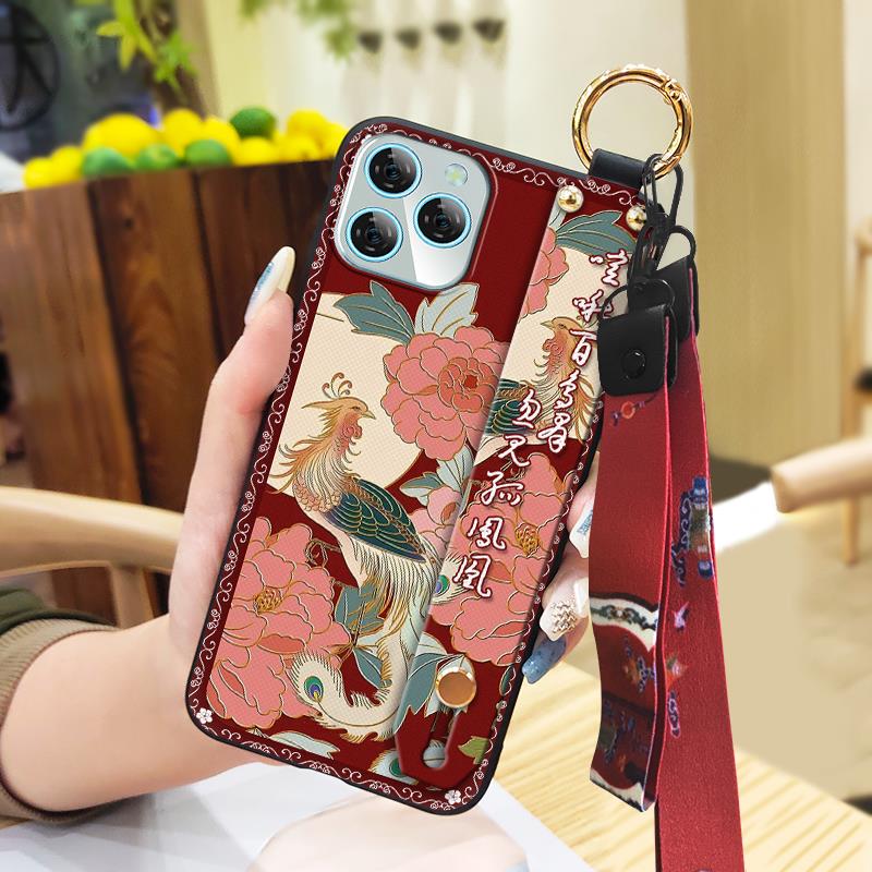 Lanyard Elderly Lady Phone Case For Blackview A95 Waterproof Phone Holder Ring Durable Wristband Kickstand Back Cover