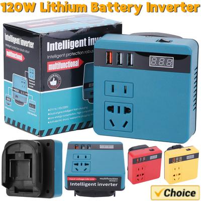 Onduleur de batterie pour outils électriques 120 W, convertisseur CC 18-21 V vers CA 220 V, pour travaux extérieurs, compatible avec DeWalt, Makita, Milwaukee