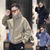 Men's Solid Color Hooded Fleece Cardigan - Thick, Loose Fit Zipper Jacket for Autumn and Winter.