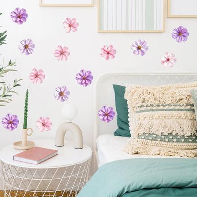 Galsang Flower Wall Sticker, Waterproof PVC Floral Self-adhesive Sticker, Removable Wall Decoration Decal for Home Living Room Bedroom