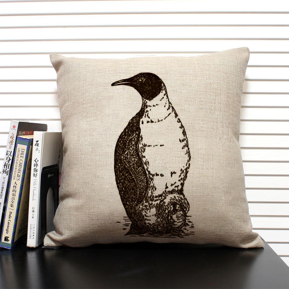 Cute Cartoon Animal Cushion Cover Funny Penguin Pillow Case Bedroom Living Room Sofa Decoration Pillowcase 45x45 Children's Gift