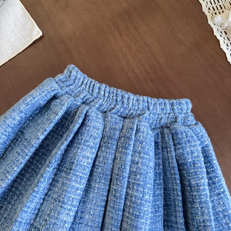 Girls' Clothing Set Spring Autumn Winter Fashionable Small Fragrant Style Coat Half Body Skirt Two Piece Set
