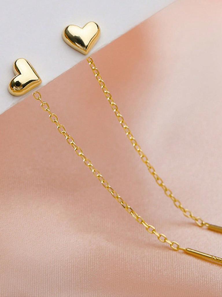 1 Paar Einfache Herzförmige Lange Ohrringe für Damen, Elegante Minimalistische Ohrhänger Valentinstag