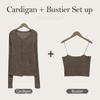 The Pink Women Roneng Layered Knit Cardigan + Knit Bustier Set