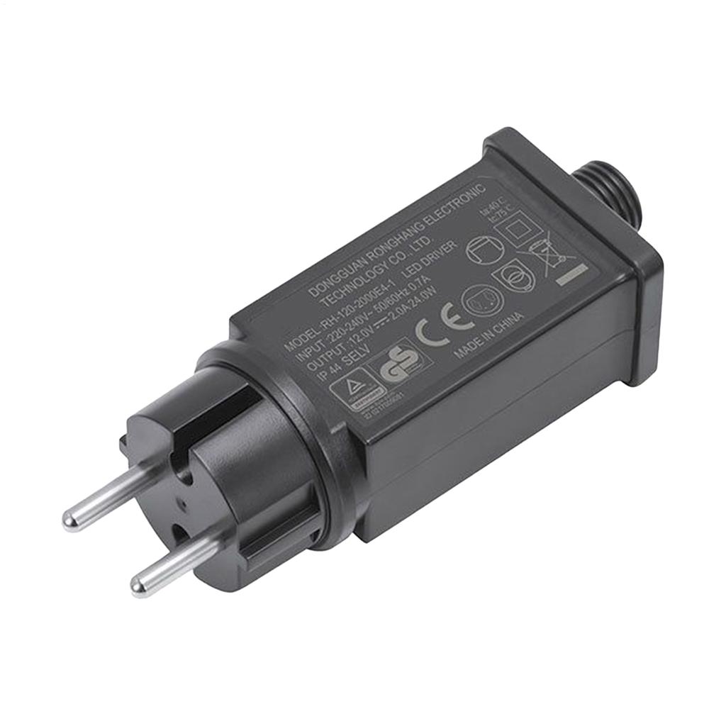 24W String Light Power Adapter 12V EU Plug LED Fairy Light Adapter IP44 Waterproof Transformer For Outdoor Yard Inflatables