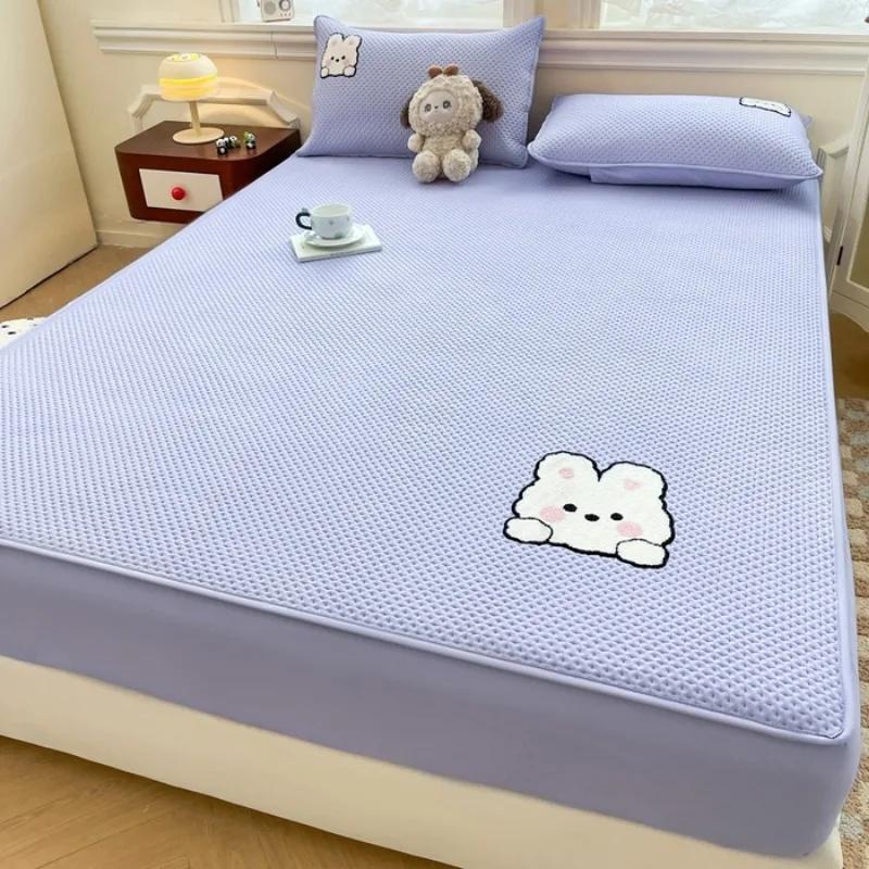 New Class A raw Cotton Polished Cartoon Wind Towel Embroidered Padded Mattress-Cute Pet Series Single-Piece Mattress