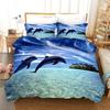 Delfin Dynetrekksett 3D Delfiner Hopper Sengetøy Polyester Havdyr Tema For Tenåringer Dobbel Queen King Size Dyne Trekk