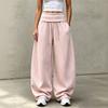 Damen Freizeit Farbe Umklappbund Locker Sitzende Jogginghose für Lounging und Alltag