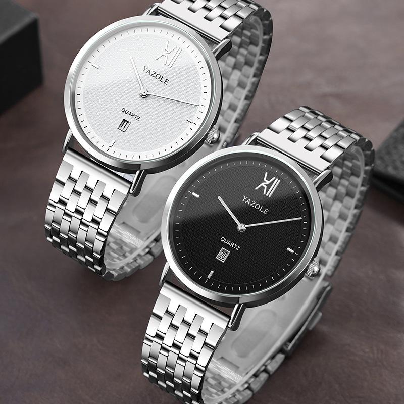 Top Brand New Calendar Watch Men's Student Waterproof Stainless Steel Band Quartz Wrist Watch