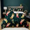 Christmas Duvet Cover Merry Christmas Tree Stockings Green Background Twin Bedding Set Double Queen King Polyester Qulit Cover