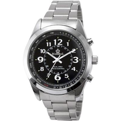 J-AXIS Men's MR69-BK (Analog Radio Sun Flame) Round Watch Silver Analog
