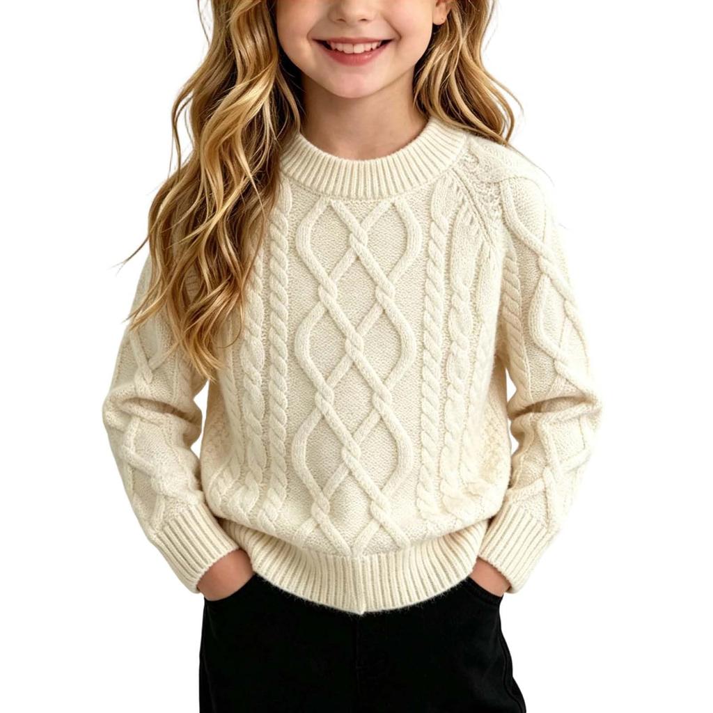 Kids Color Cotton Pullover Neck Sweater for Boys and Girls
