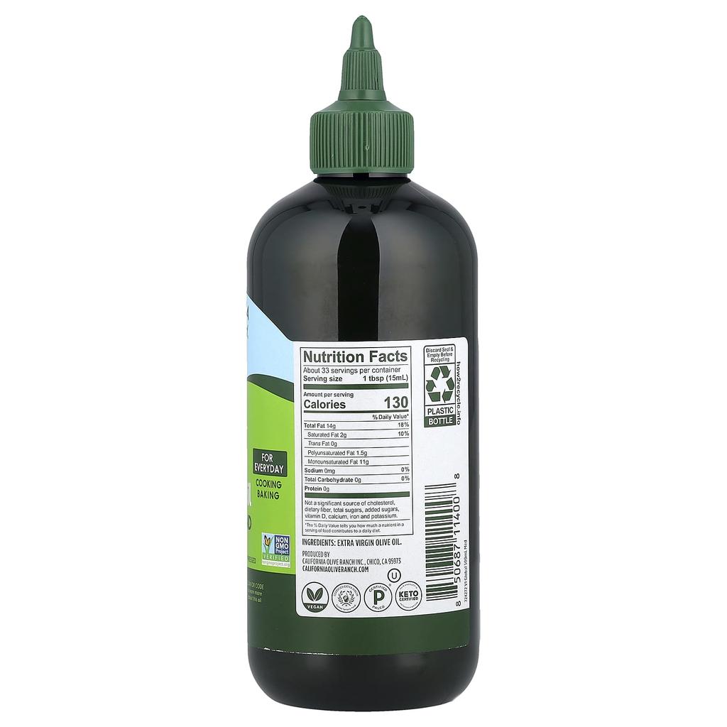 California Olive Ranch Chef's Bottle™, Extra Virgin Olive Oil, Global Blend, 500 Ml (16.9 Fl Oz)