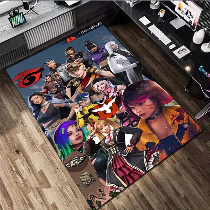 1Pc Free Fire Print Rug - Computer Chair Area Rug Home Decoration Carpet For Living Room Bedroom Flooring Mat