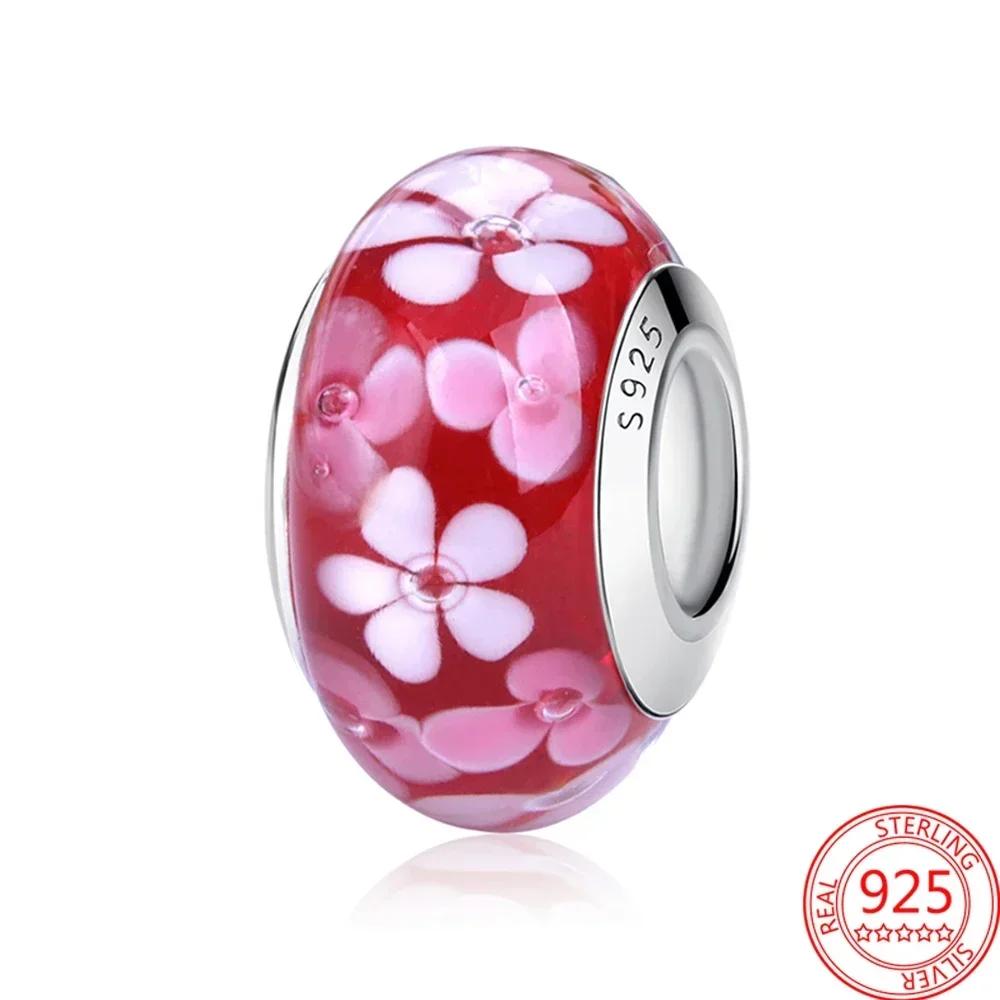 Perles en Verre de Murano Colorées Breloque Vague en Verre Perles en Verre Ondulé Charms S'adaptent aux Bracelets de Marque Bijoux en Cuivre pour Femmes Cadeau