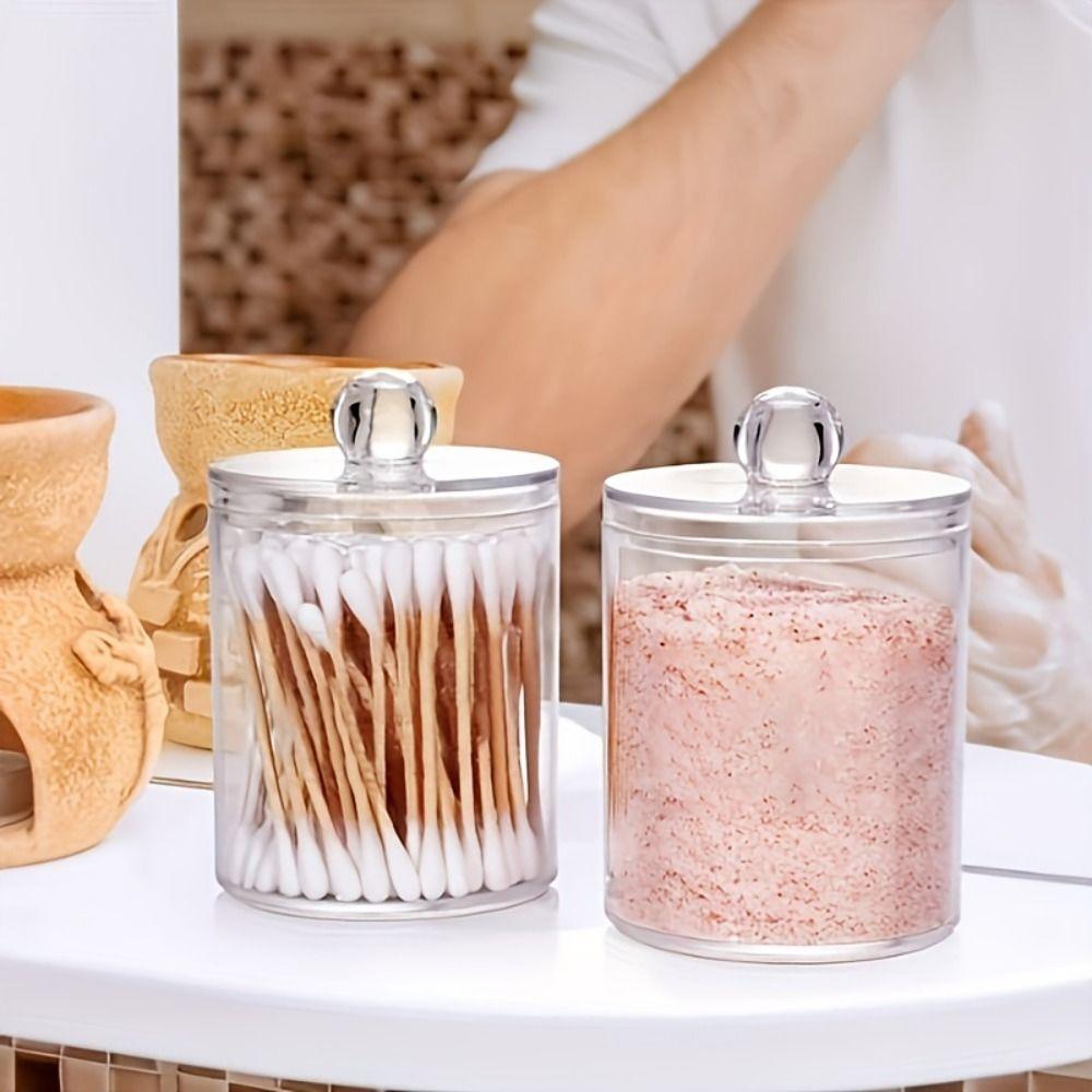 2/3/4Pcs Dust-proof Qtips Storage Holder Set Save Space Apothecary Container Jar  Cotton Pad