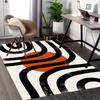 1pc Anime Cartoon Design Chair Mat Orange Circle and Black Stripes Office Rug for Desk, Anti Slip Carpet Home Decor, Living Room, Bedroom, Game Room