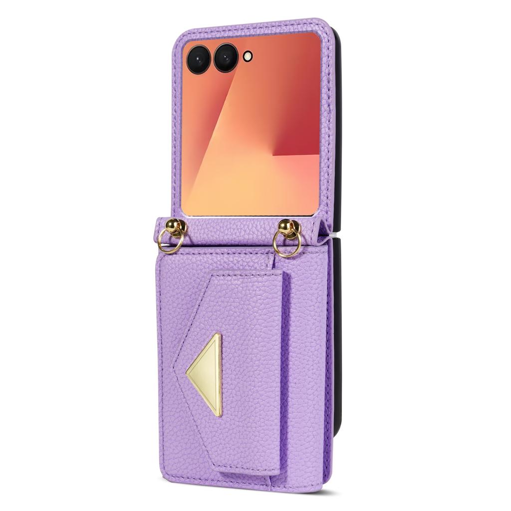 Crossbody Leather Case For Samsung Galaxy Z Flip 7 FE 6 5 4 3 5G Z Flip7FE Card Solt Wallet Long Lanyard Strap Phone Cover