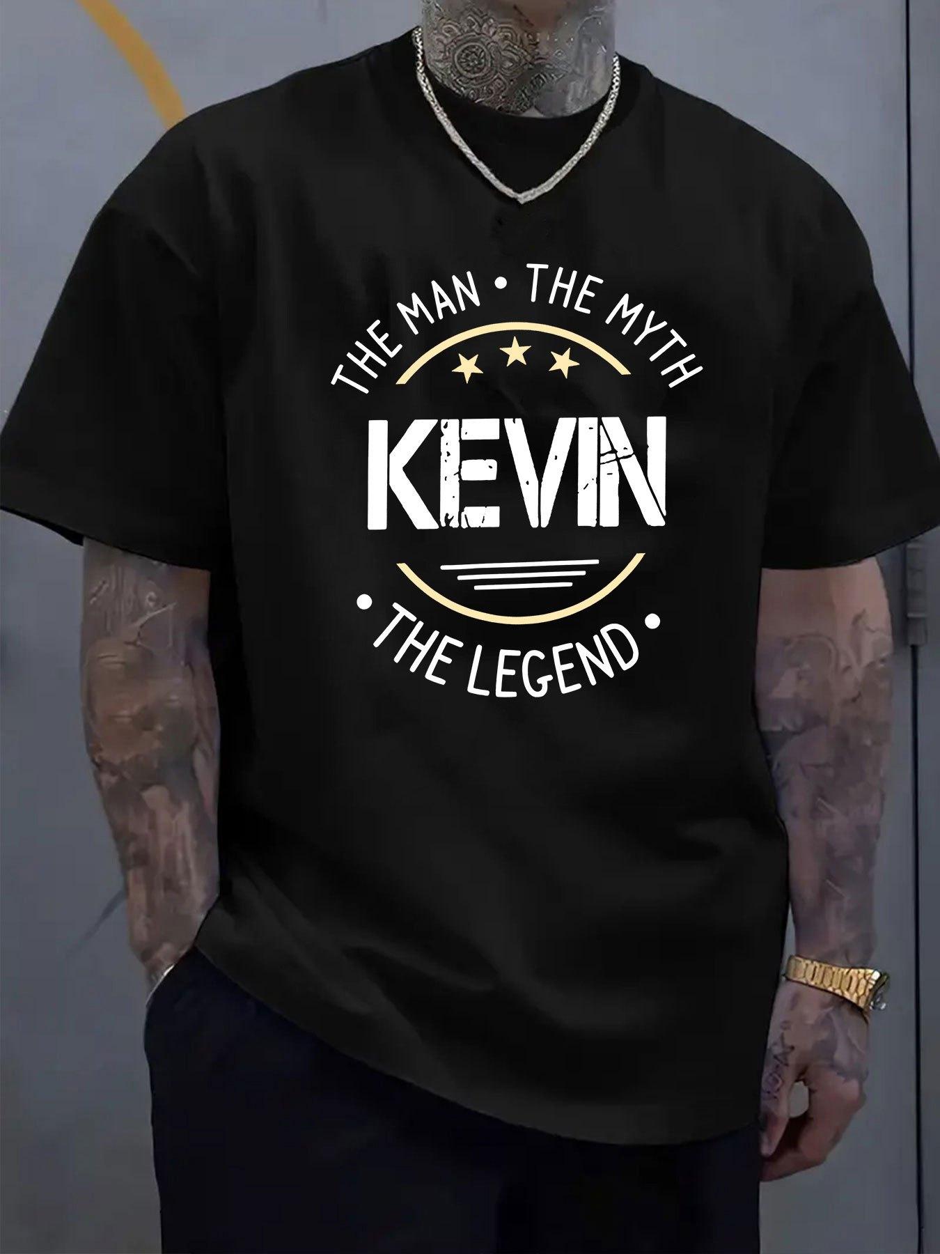 

Casual Graphic T-shirt - THE for Man THE MYTH KEVIN THE LEGEND Bold Letter Print L